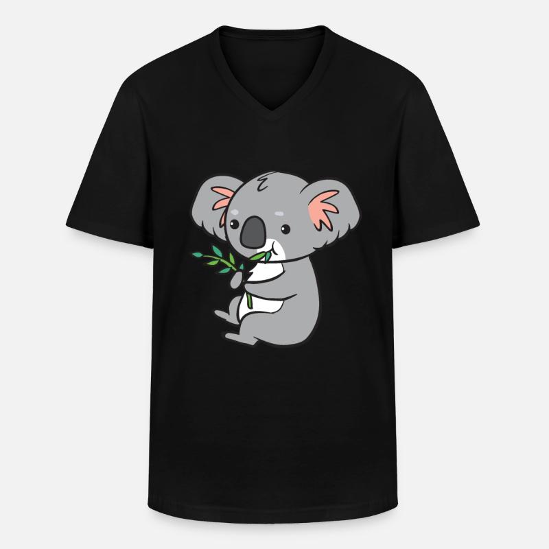 Koala - eats eucalyptus - Men's V-Neck T-Shirt - black