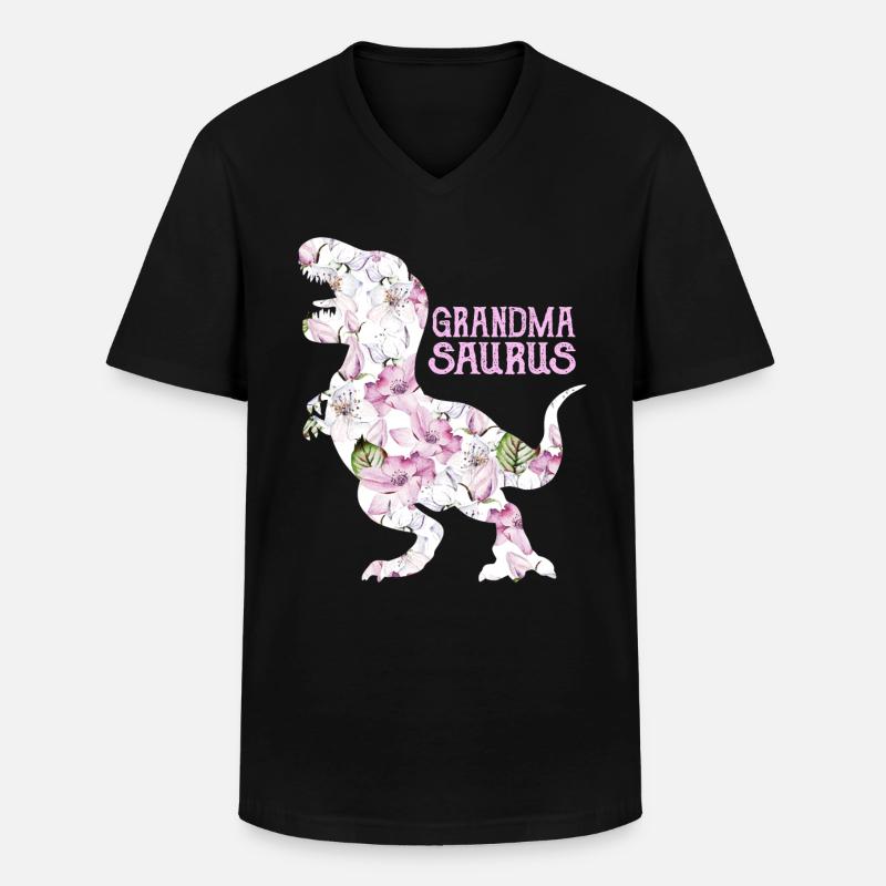 Oma Saurus - Männer-T-Shirt mit V-Ausschnitt - Schwarz