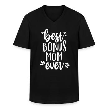 Best bonus mom ever - stepmother - Men's V-Neck T-Shirt - black - Front - AI Model Male 178 dark (178cm)
