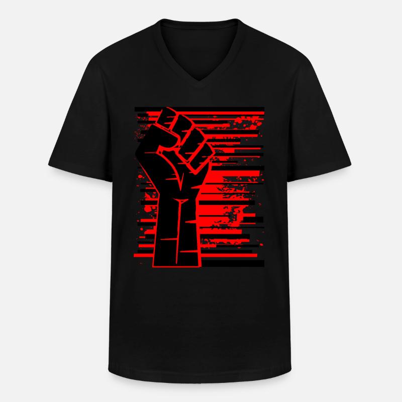 Faust rot schwarz - Männer-T-Shirt mit V-Ausschnitt - Schwarz