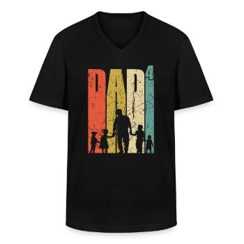 Dad hoch 4 Vater 4 Kinder vierfacher Papa Geschenk - Männer-T-Shirt mit V-Ausschnitt - Schwarz - Vorne - AI Model Male 178 dark (178cm)