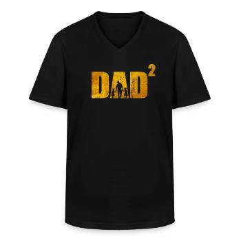 Dad hoch 2 zweifacher Papa Vater zwei Töchter - Männer-T-Shirt mit V-Ausschnitt - Schwarz - Vorne - AI Model Male 178 dark (178cm)