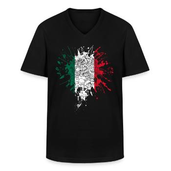 Drapeau mexique avec aigle - T-shirt col V Homme - noir - Devant - AI Model Male 178 dark (178cm)