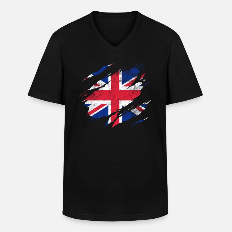 British flag - Men's V-Neck T-Shirt - black