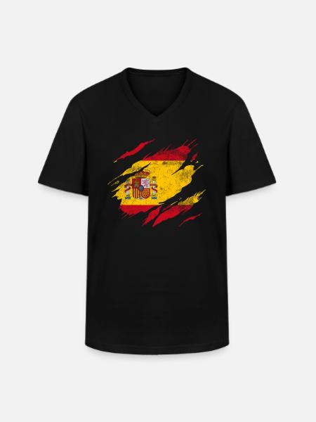 Espagne Drapeau - T-shirt col V Homme - noir