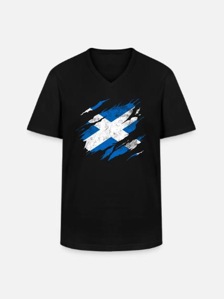 Drapeau Ecosse - T-shirt col V Homme - noir