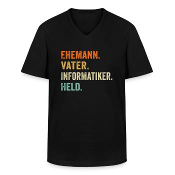 Ehemann vater Informatiker held - Männer-T-Shirt mit V-Ausschnitt - Schwarz - Vorne - AI Model Male 178 dark (178cm)