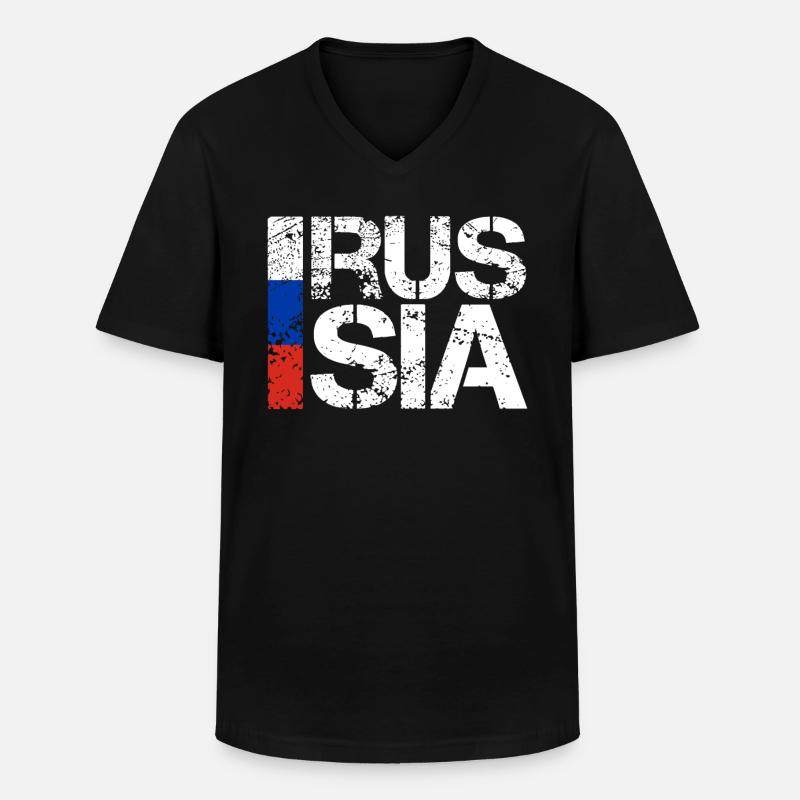 Russland - Männer-T-Shirt mit V-Ausschnitt - Schwarz