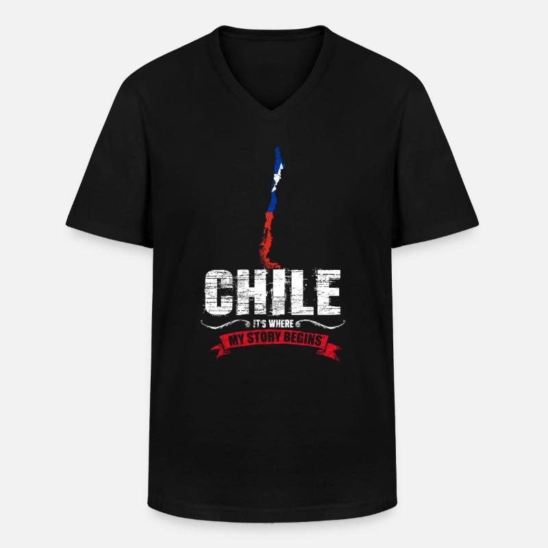 Chile - Männer-T-Shirt mit V-Ausschnitt - Schwarz