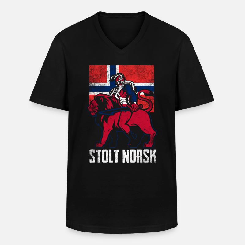Stolzer Norweger - Männer-T-Shirt mit V-Ausschnitt - Schwarz