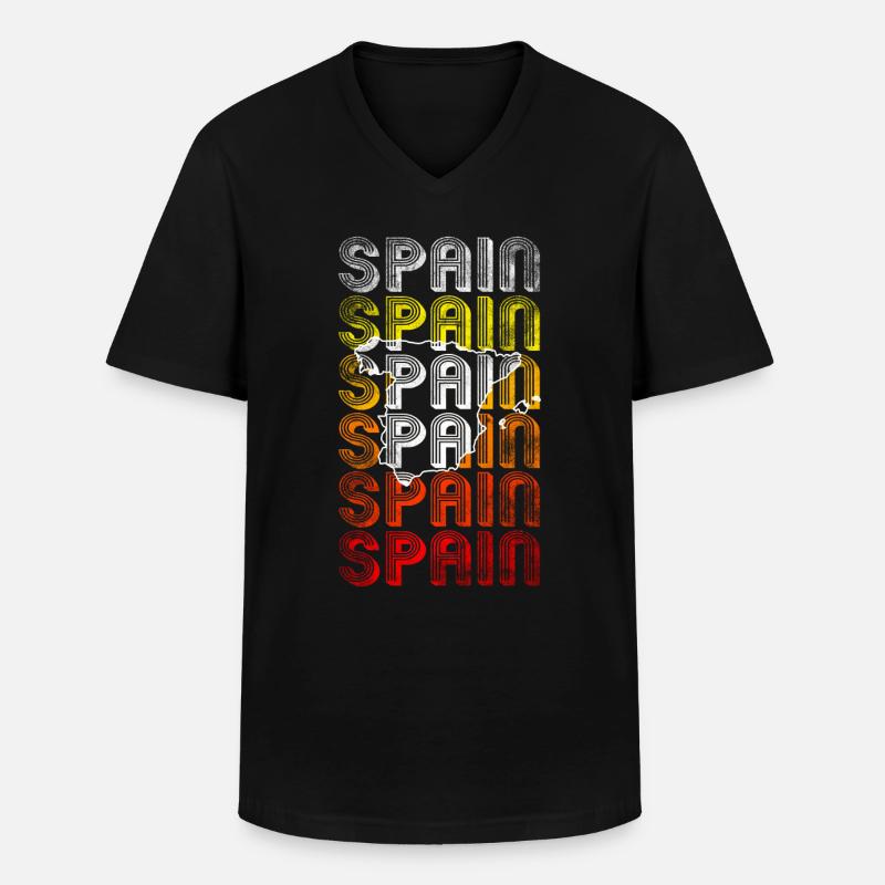 Spanien - Männer-T-Shirt mit V-Ausschnitt - Schwarz