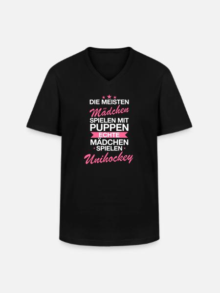 Unihockey Floorball Hockey Sport Spruch - Männer-T-Shirt mit V-Ausschnitt - Schwarz