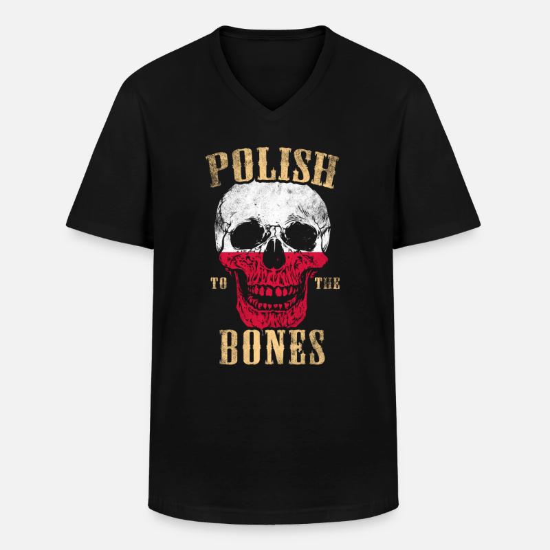 Polnisch bis auf die Knochen - Männer-T-Shirt mit V-Ausschnitt - Schwarz