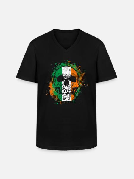 Irish skull - Men's V-Neck T-Shirt - black