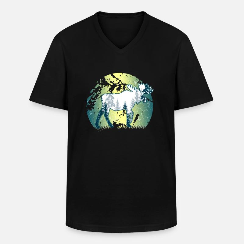 Elch - Männer-T-Shirt mit V-Ausschnitt - Schwarz