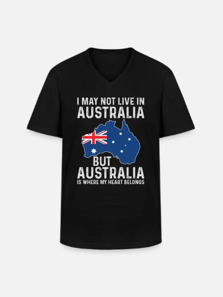 Australie drapeau de vacances Renard - T-shirt col V Homme - noir