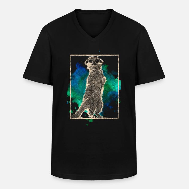 Erdmännchen - Männer-T-Shirt mit V-Ausschnitt - Schwarz