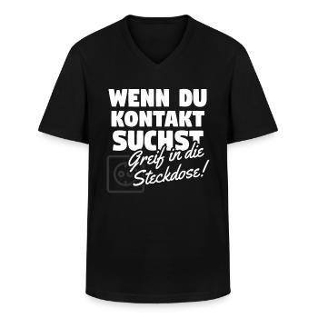 Wenn du Kontakt suchst... - Männer-T-Shirt mit V-Ausschnitt - Schwarz - Vorne - AI Model Male 178 dark (178cm)