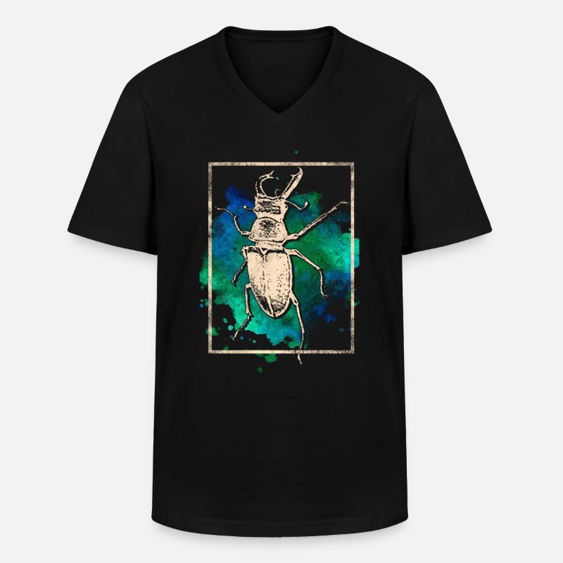 Hirschkäfer - Männer-T-Shirt mit V-Ausschnitt - Schwarz