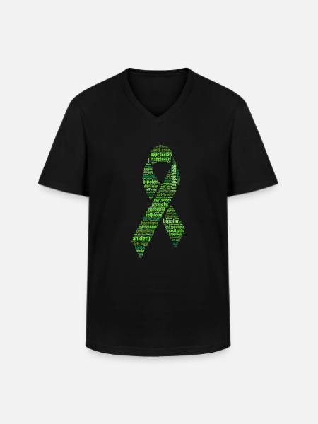 Green Mental Health Awareness Ribbon - Men's V-Neck T-Shirt - black