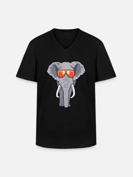 Elephant sunglasses summer - Men's V-Neck T-Shirt - black