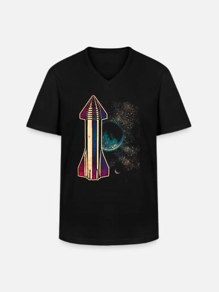 Starship Rocket Spaceship - Men's V-Neck T-Shirt - black
