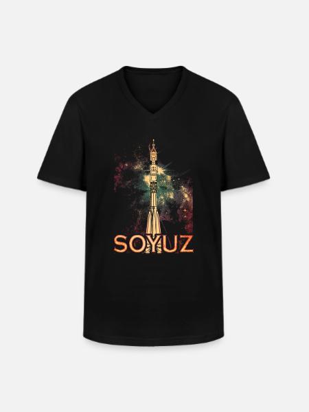 Fusée Soyouz Soyuz - T-shirt col V Homme - noir