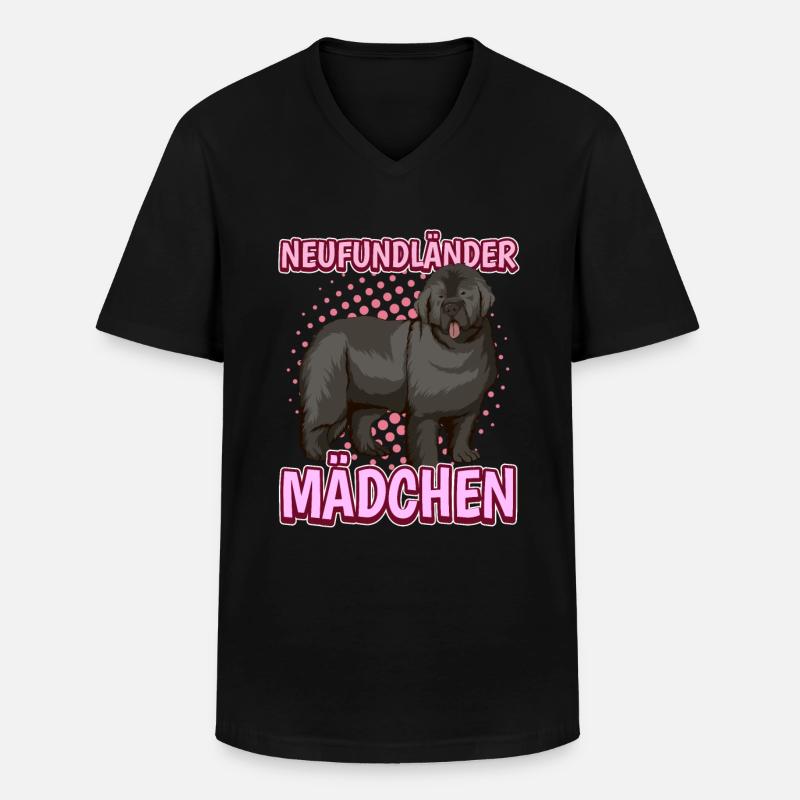 Neufundländer Mädchen - Männer-T-Shirt mit V-Ausschnitt - Schwarz