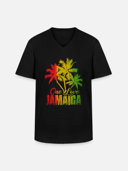 Jamaica - Men's V-Neck T-Shirt - black