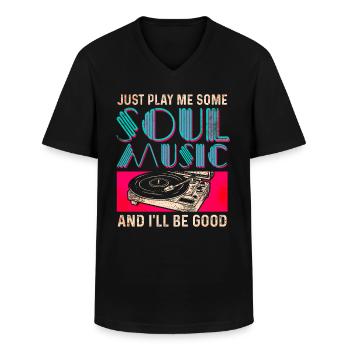 Soul Music - Men's V-Neck T-Shirt - black - Front - AI Model Male 178 dark (178cm)