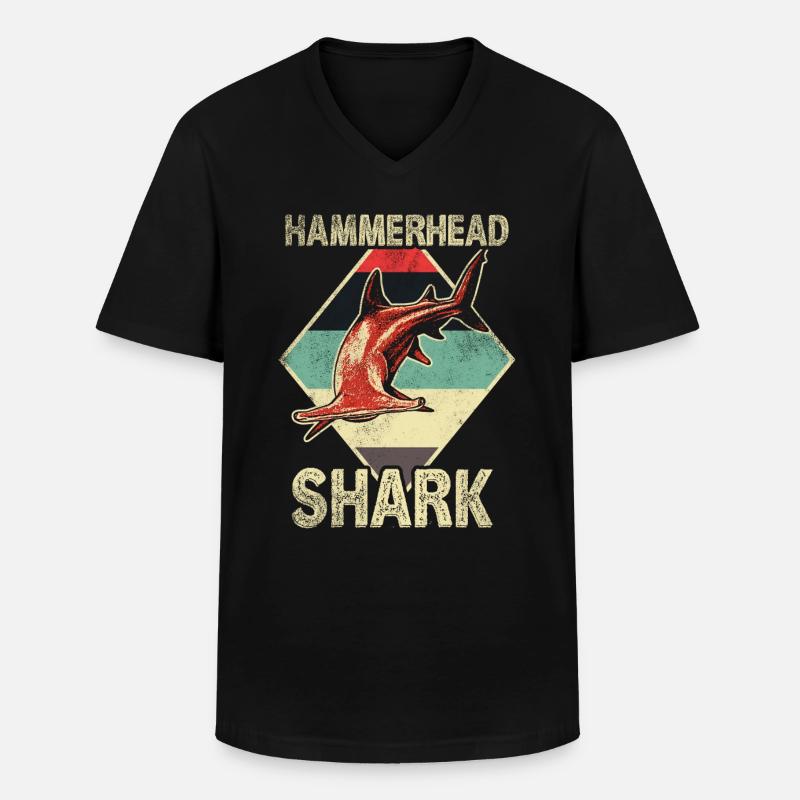Hammerhai - Männer-T-Shirt mit V-Ausschnitt - Schwarz