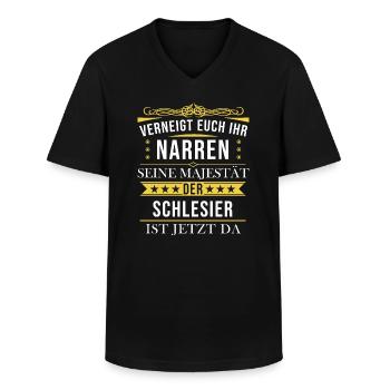 Schlesien Schlesier Deutschland Polen Spruch - Männer-T-Shirt mit V-Ausschnitt - Schwarz - Vorne - AI Model Male 178 dark (178cm)