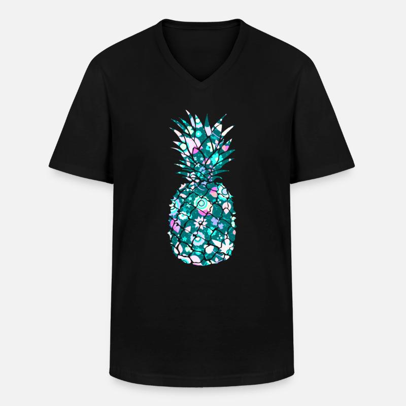 Bunte Ananas - Männer-T-Shirt mit V-Ausschnitt - Schwarz