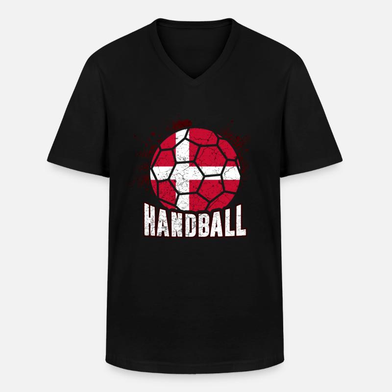 Dänemark Handball - Männer-T-Shirt mit V-Ausschnitt - Schwarz