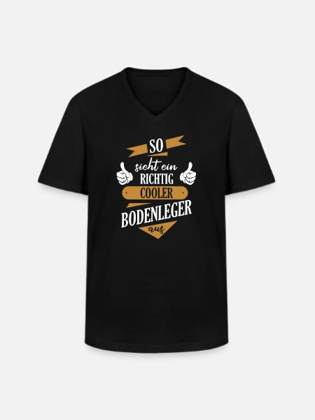 Bodenleger Parkettleger Spruch - Männer-T-Shirt mit V-Ausschnitt - Schwarz