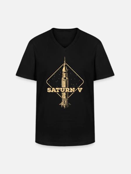 Saturn V Rocket - Men's V-Neck T-Shirt - black