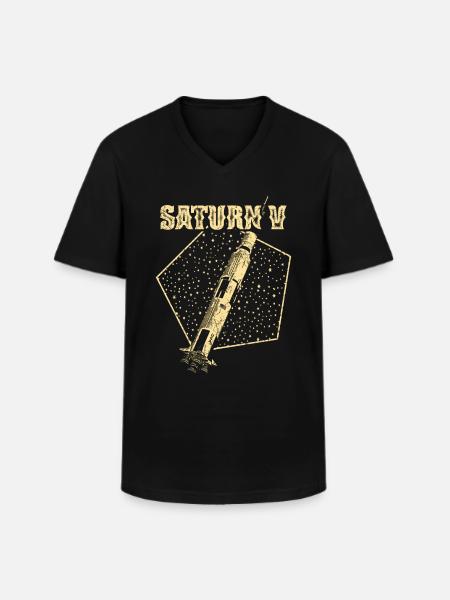 Saturn V Moon Rocket - Men's V-Neck T-Shirt - black