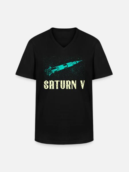 Saturn V Rocket - Men's V-Neck T-Shirt - black
