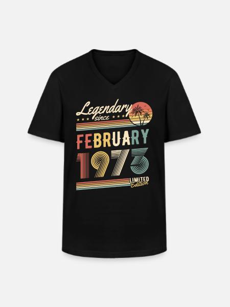 Limited Edition February 1973 - Men's V-Neck T-Shirt - black