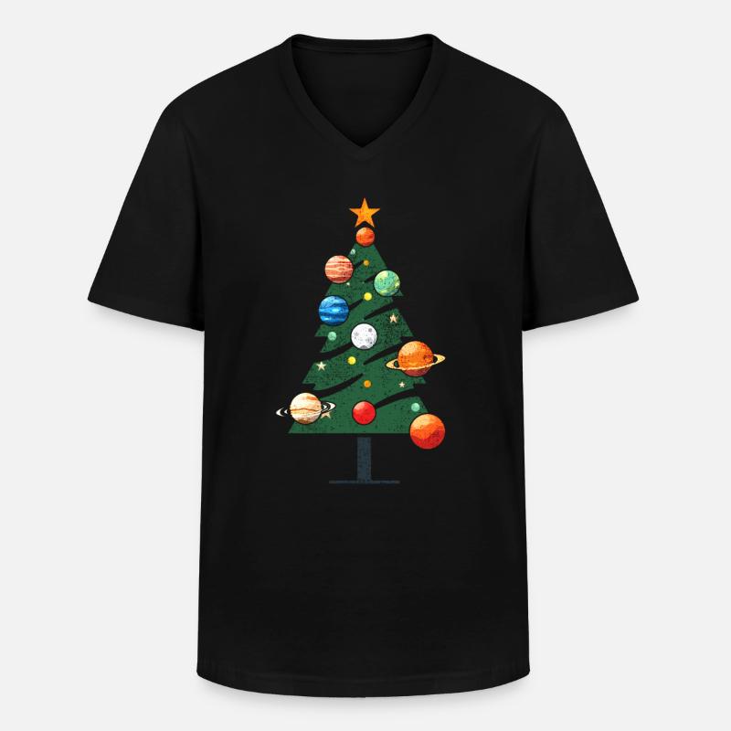 Weihnachtsbaum mit Planeten - Männer-T-Shirt mit V-Ausschnitt - Schwarz