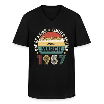 Awesome since March 1957 - Männer-T-Shirt mit V-Ausschnitt - Schwarz - Vorne - AI Model Male 178 dark (178cm)