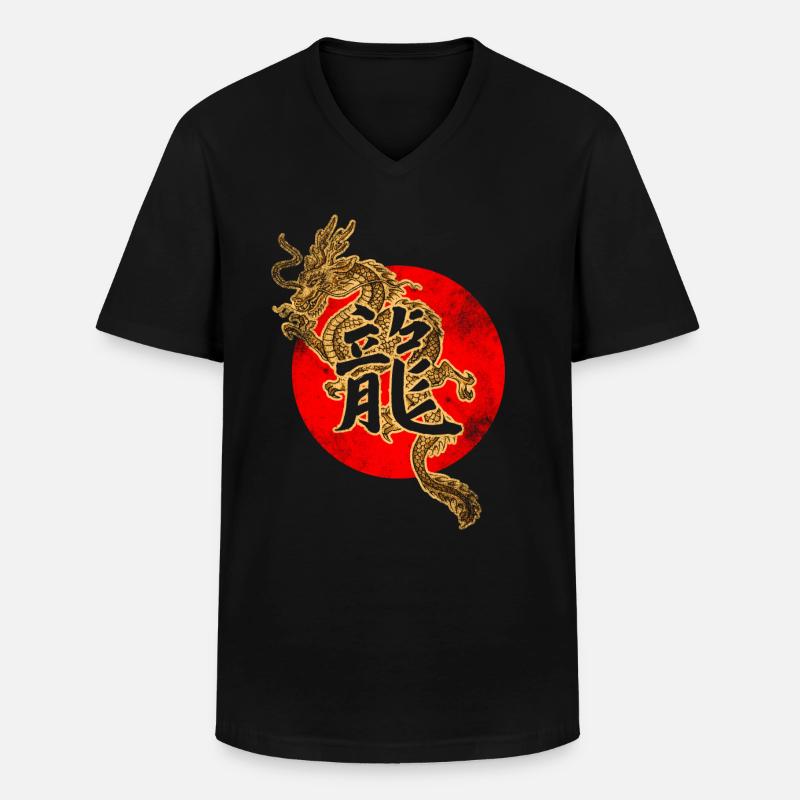 Chinesischer Drache - Männer-T-Shirt mit V-Ausschnitt - Schwarz