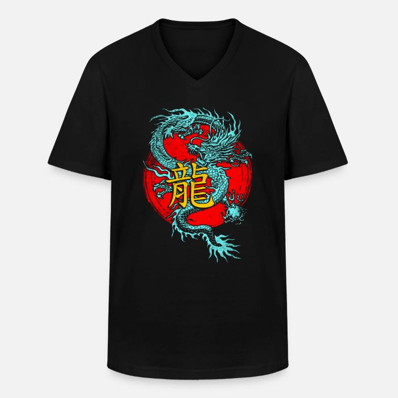 Chinesischer Drache - Männer-T-Shirt mit V-Ausschnitt - Schwarz