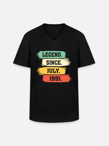 Legend since July 1991 - Männer-T-Shirt mit V-Ausschnitt - Schwarz