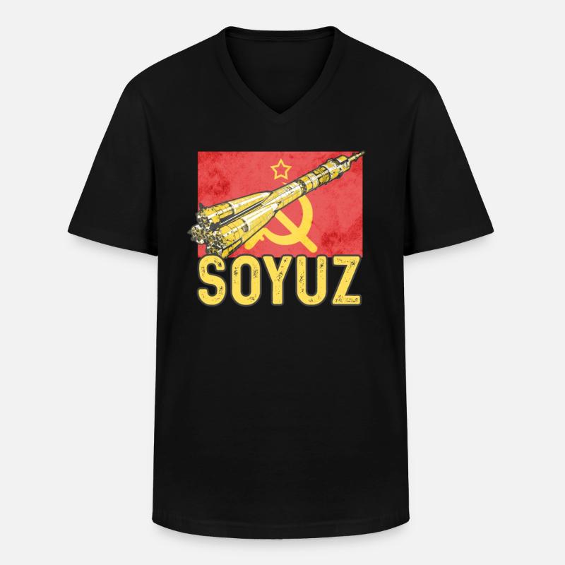 Sojus Rakete - Männer-T-Shirt mit V-Ausschnitt - Schwarz