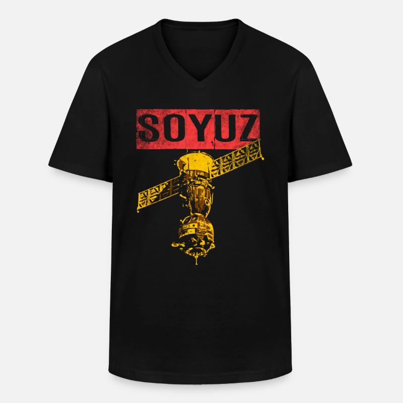 Sojus Raumschiff Sowjetunion - Männer-T-Shirt mit V-Ausschnitt - Schwarz