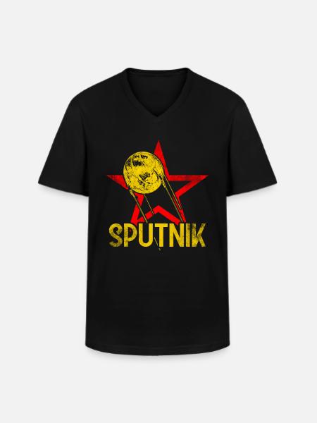 Sputnik 1 Satellit - Männer-T-Shirt mit V-Ausschnitt - Schwarz