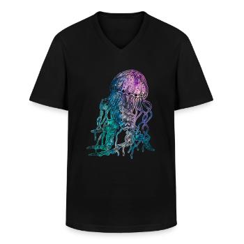 Qualle - Männer-T-Shirt mit V-Ausschnitt - Schwarz - Vorne - AI Model Male 178 dark (178cm)