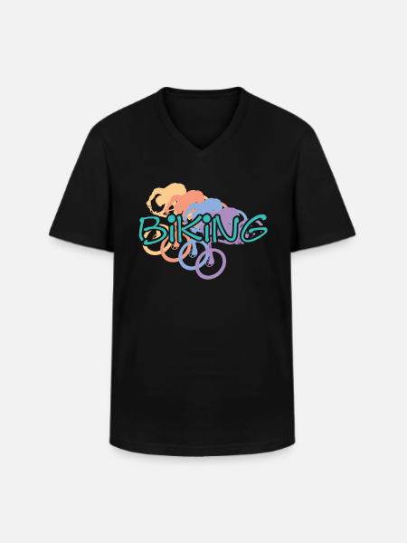 Biking - Männer-T-Shirt mit V-Ausschnitt - Schwarz