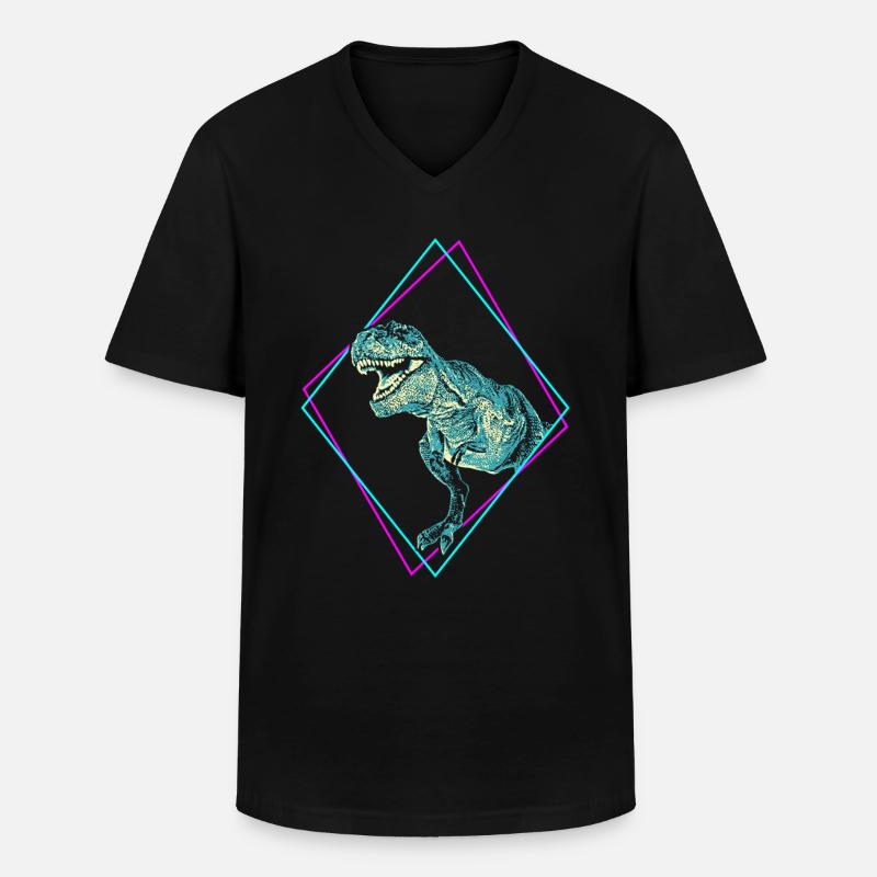 T-Rex Dinosaurier - Männer-T-Shirt mit V-Ausschnitt - Schwarz